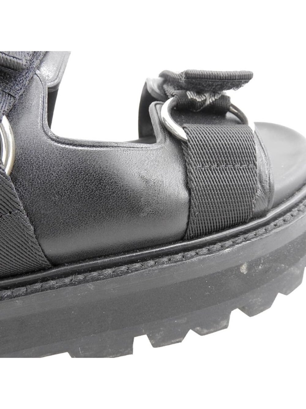 Celine Leather Fabric Sandals Bulky Shoes Black 38.5 - Picture 4 of 6